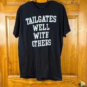 Buzz Mens Tailgates Well With Others T-Shirt Black Lg Tee Gameday Football Party